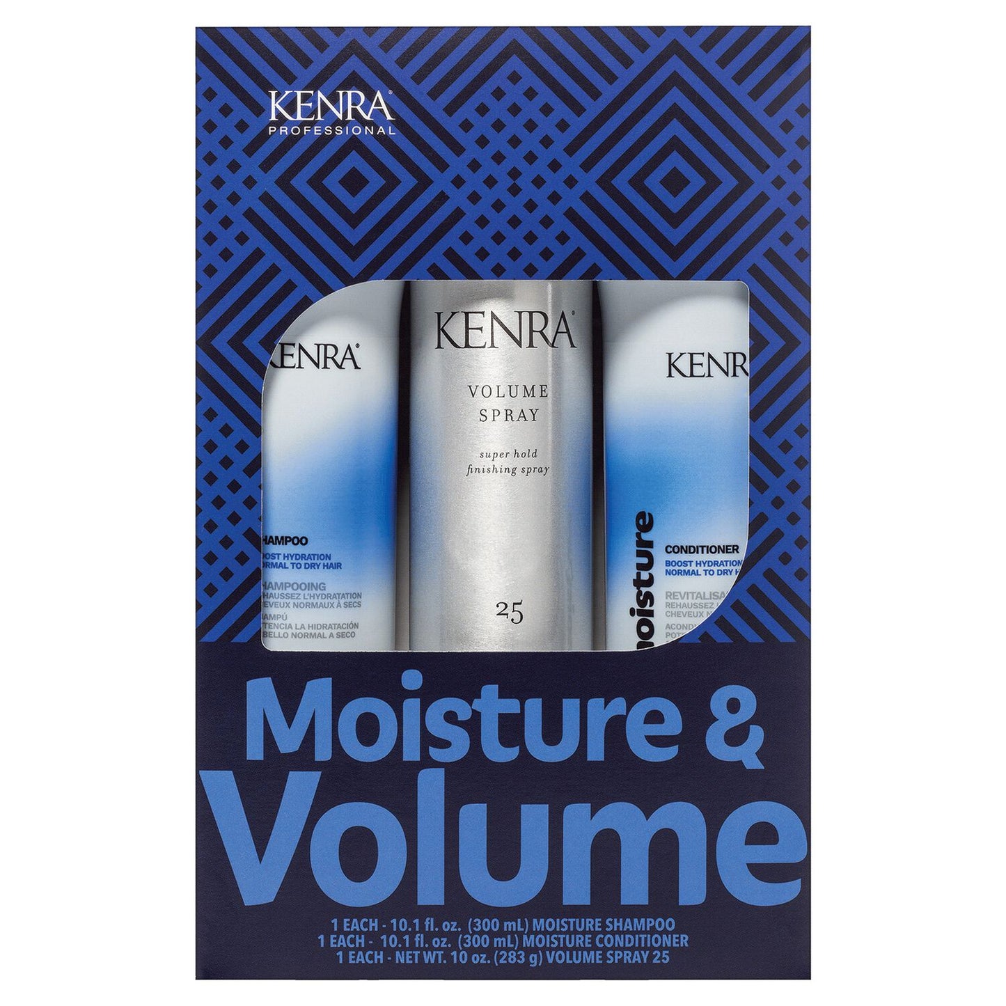 Kenra Trio Moisture and Volume Shampoo, Conditioner, Kenra 25 Hairspray 10 oz