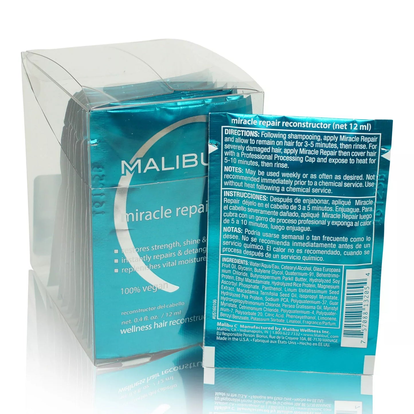 12 Pack Malibu C Miracle Repair Hair Reconstructor, 0.4 oz