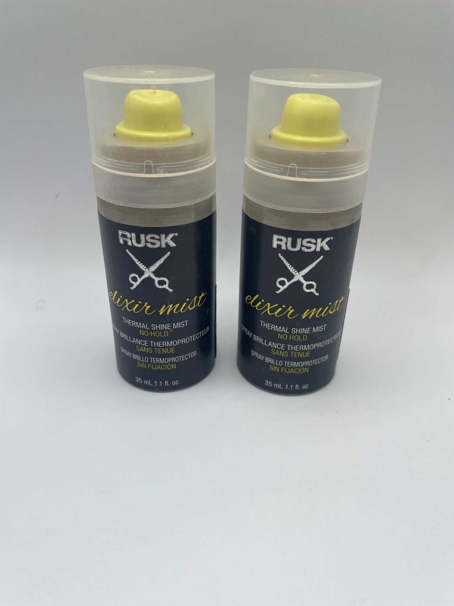2 Pack Rusk elixir mist Thermal Shine Mist NO HOLD 1.1 fl oz