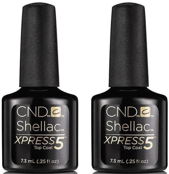 2 Pack CND Shellac Xpress5 Top Coat, 7.3 ml