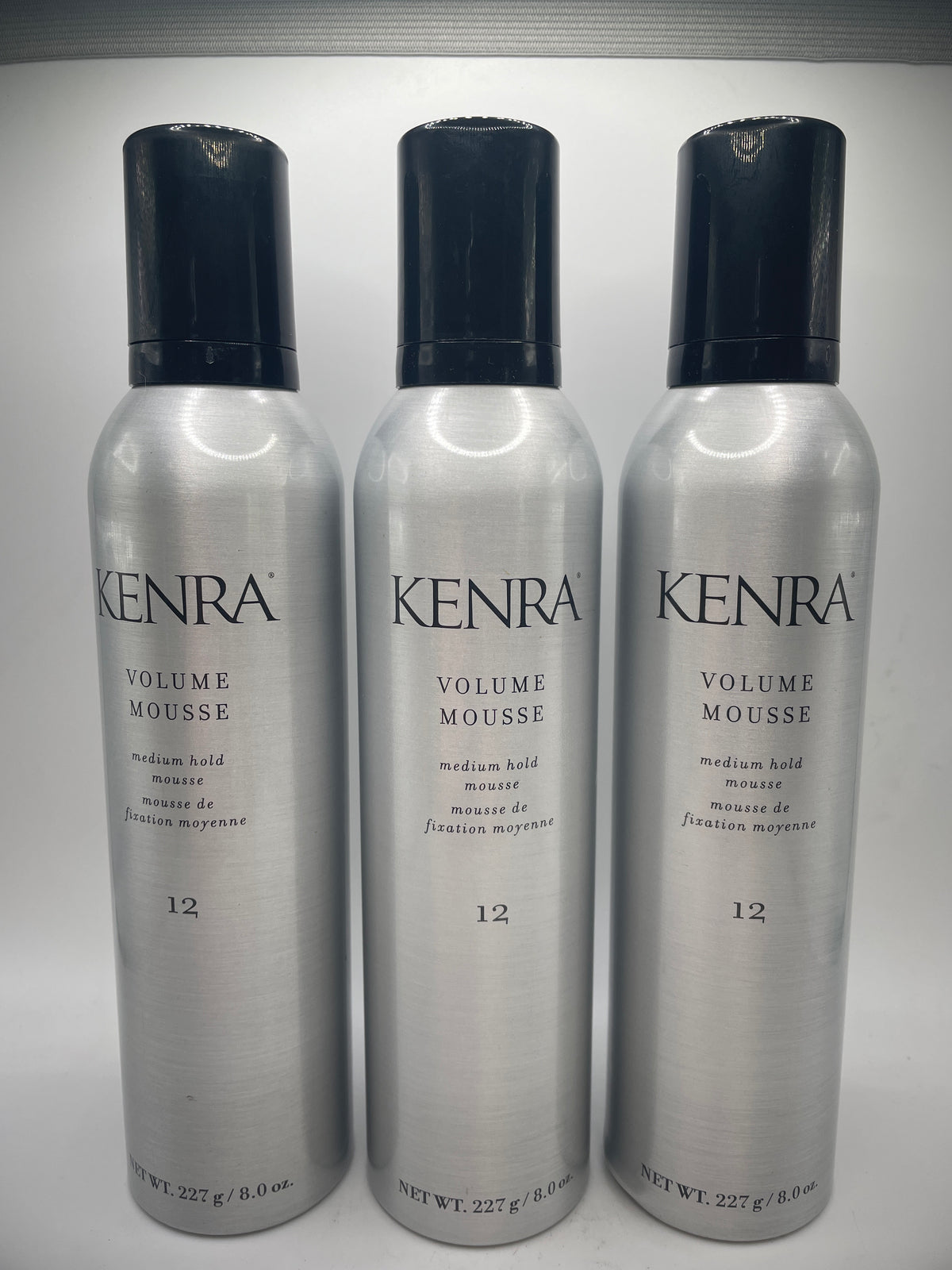 3 Pack Kenra Volume Hair Mouse # 12 Medium Hold 8 oz.