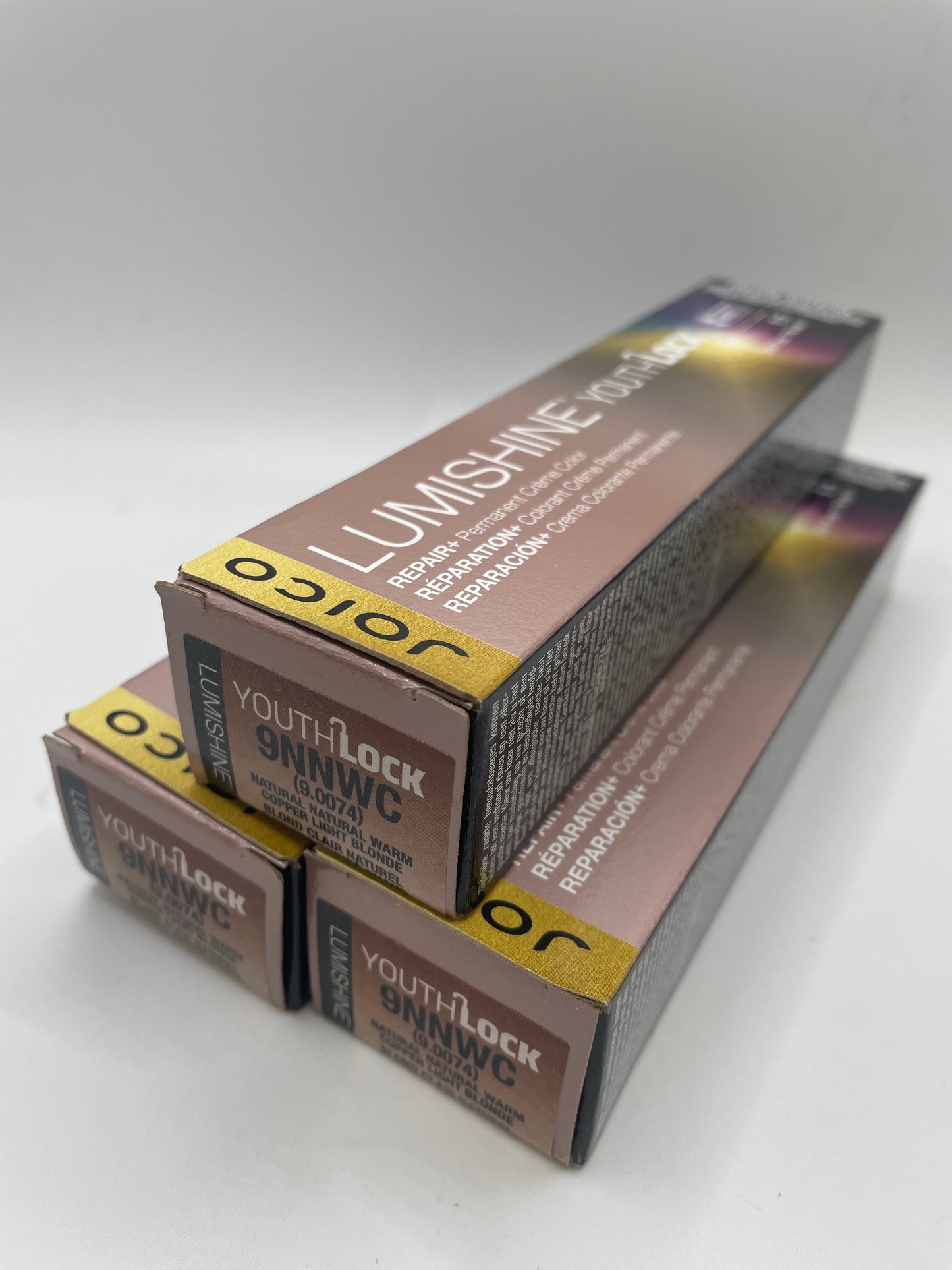 3 Pack Joico Lumishine Youthlock Color 9NNWC Warm Copper Light Blonde 2.5 oz