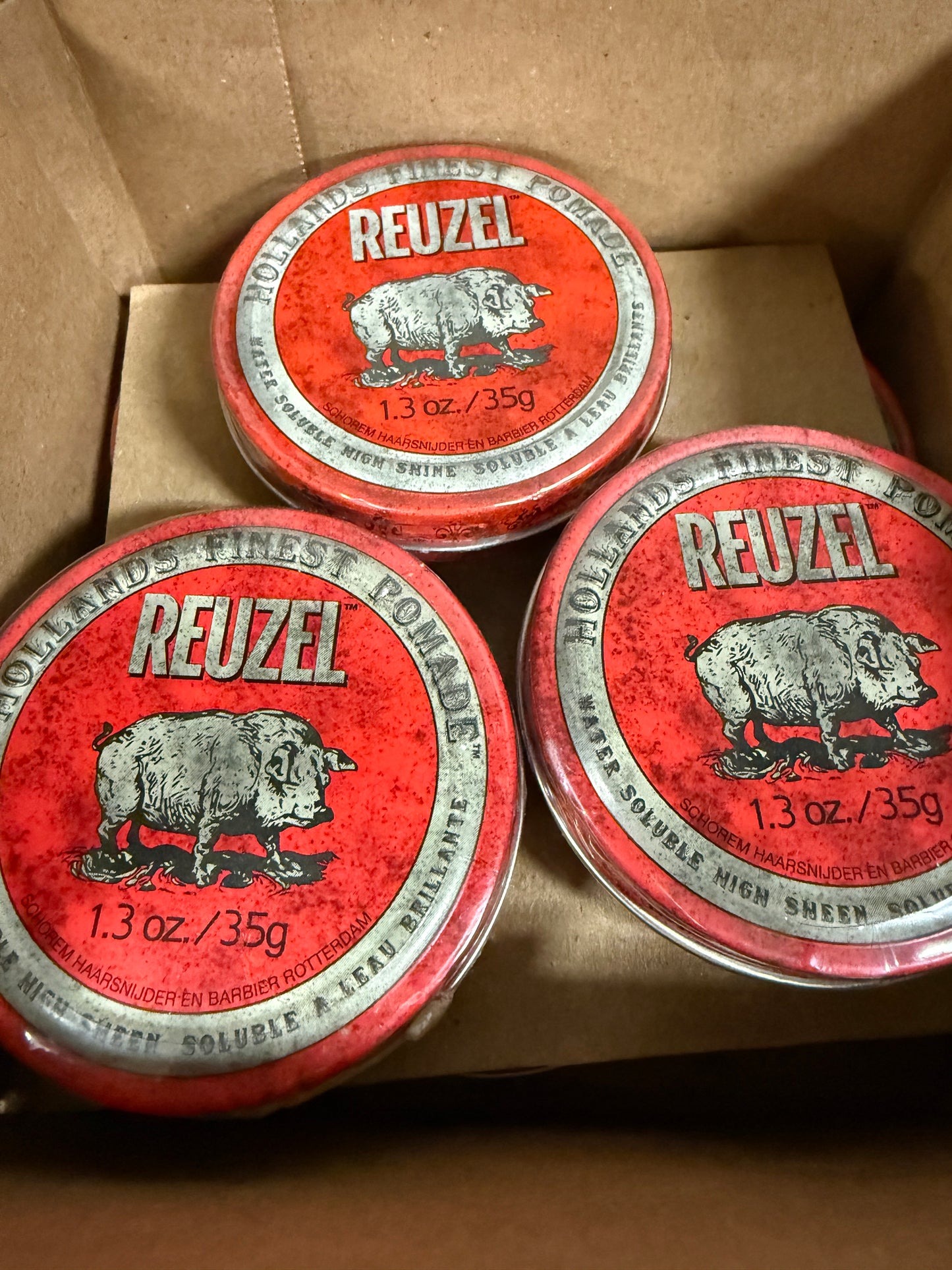 3 Pack Reuzel Water Soluble High Sheen Red Pomade 35 g/ 1.3 oz.