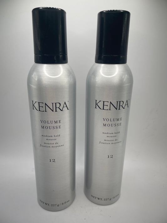 2 Pack Kenra Volume Hair Mouse # 12 Medium Hold 8 oz.
