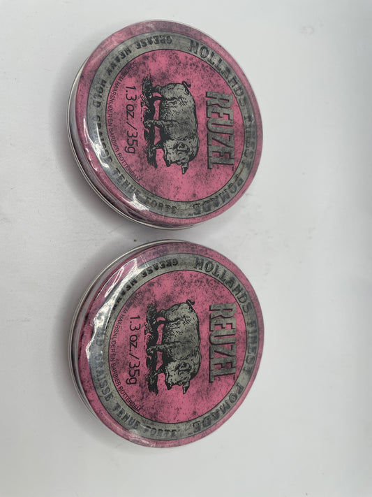 2 Pack REUZEL Hollands finest Pink Pomade 1.3oz GREASE heavy Hold