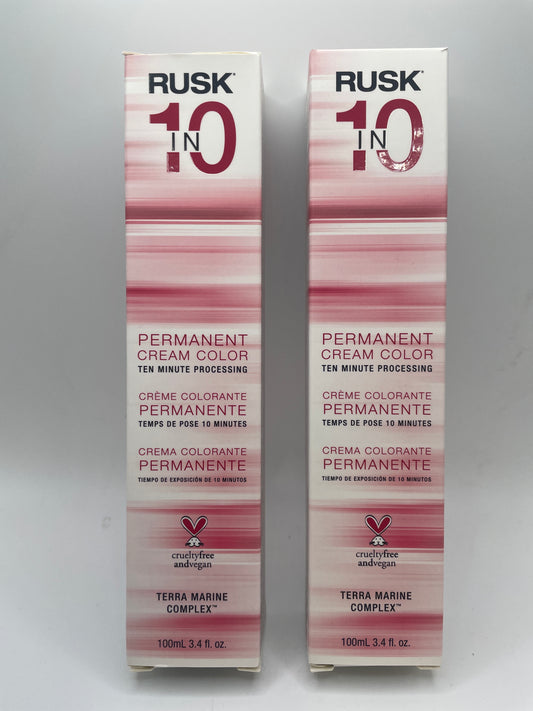 2 Pack RUSK In 10 - Ten Minute Permanent Cream Color 3.4oz (6CG)