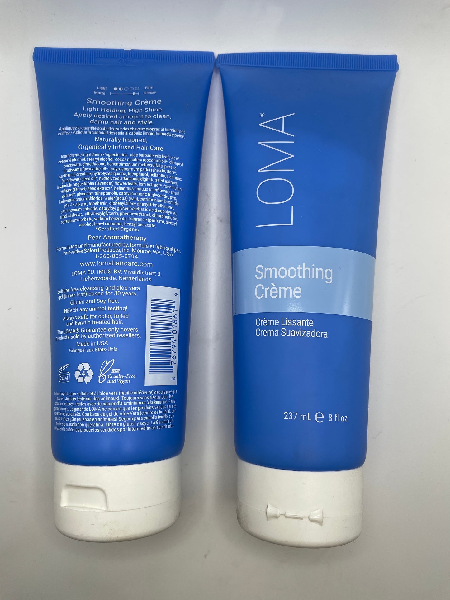 2 Pack Loma Smoothing Creme Hair Cream 8 oz Light Hold, High Shine