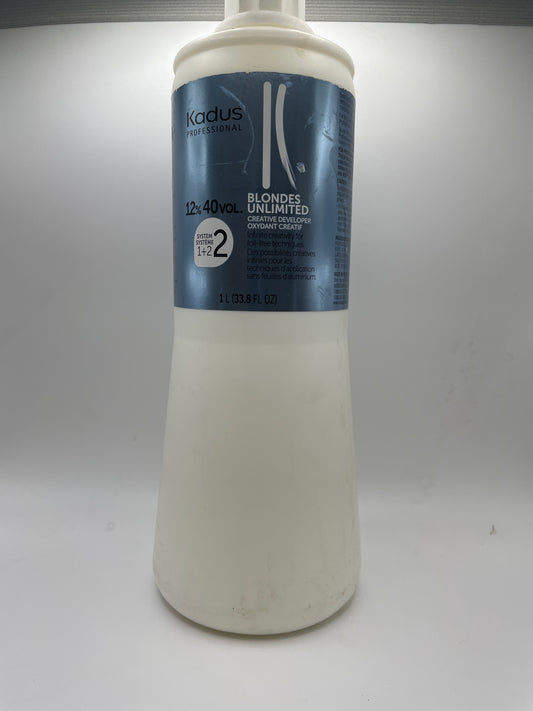 2 Pack Kadus 12% 40 Volume Blondes Unlimited Creme Developer 33.8 oz.