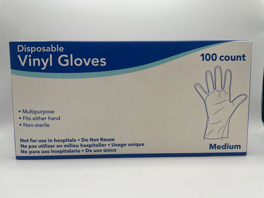 10 Pack (1 Case) BASE4 Disposable Vinyl Gloves Medium Size