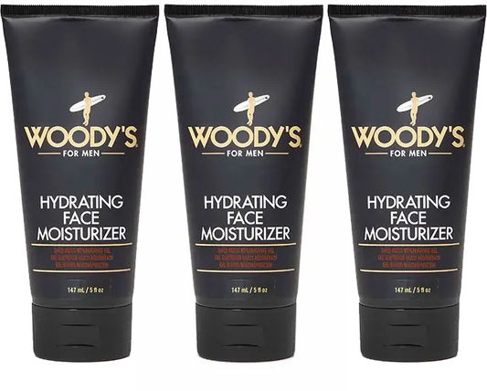 Woody's 3-Pack Hydrating Face Moisturizer Men, Menthol, Anti-Aging, 5 fl oz